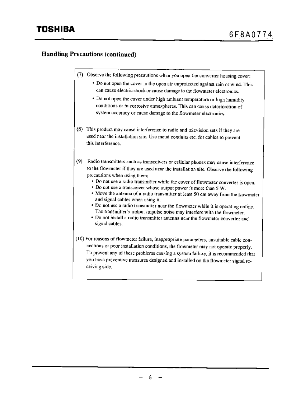 Handling precautions (continued), Toshiba | Toshiba LF494 User Manual | Page 7 / 156