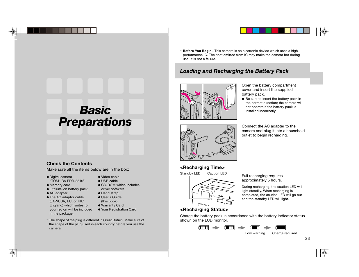 Basic preparations | Toshiba pmn User Manual | Page 12 / 60