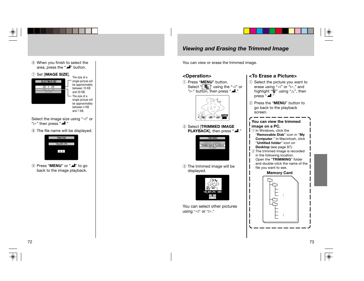 Viewing and erasing the trimmed image | Toshiba pmn User Manual | Page 40 / 60