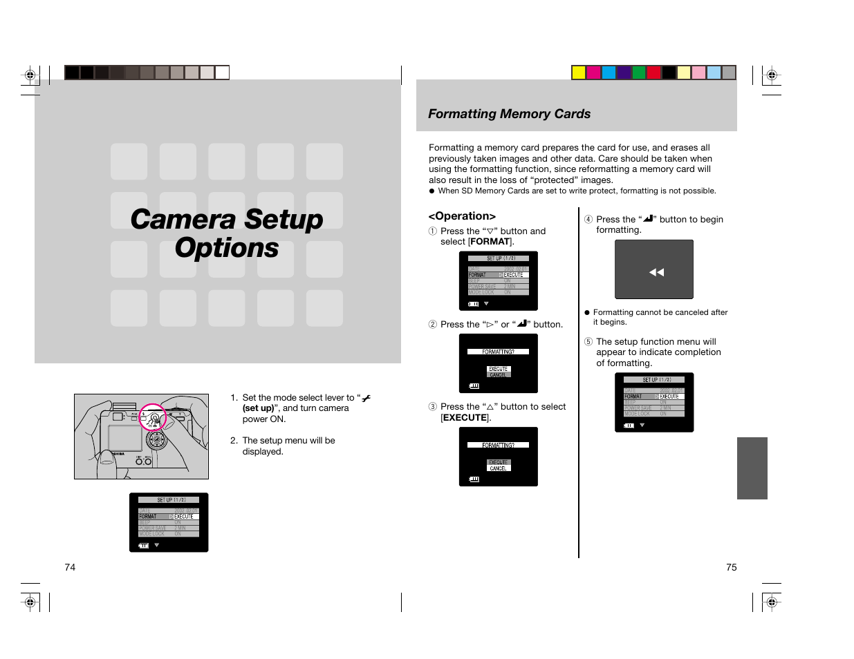 Camera setup options | Toshiba pmn User Manual | Page 41 / 60