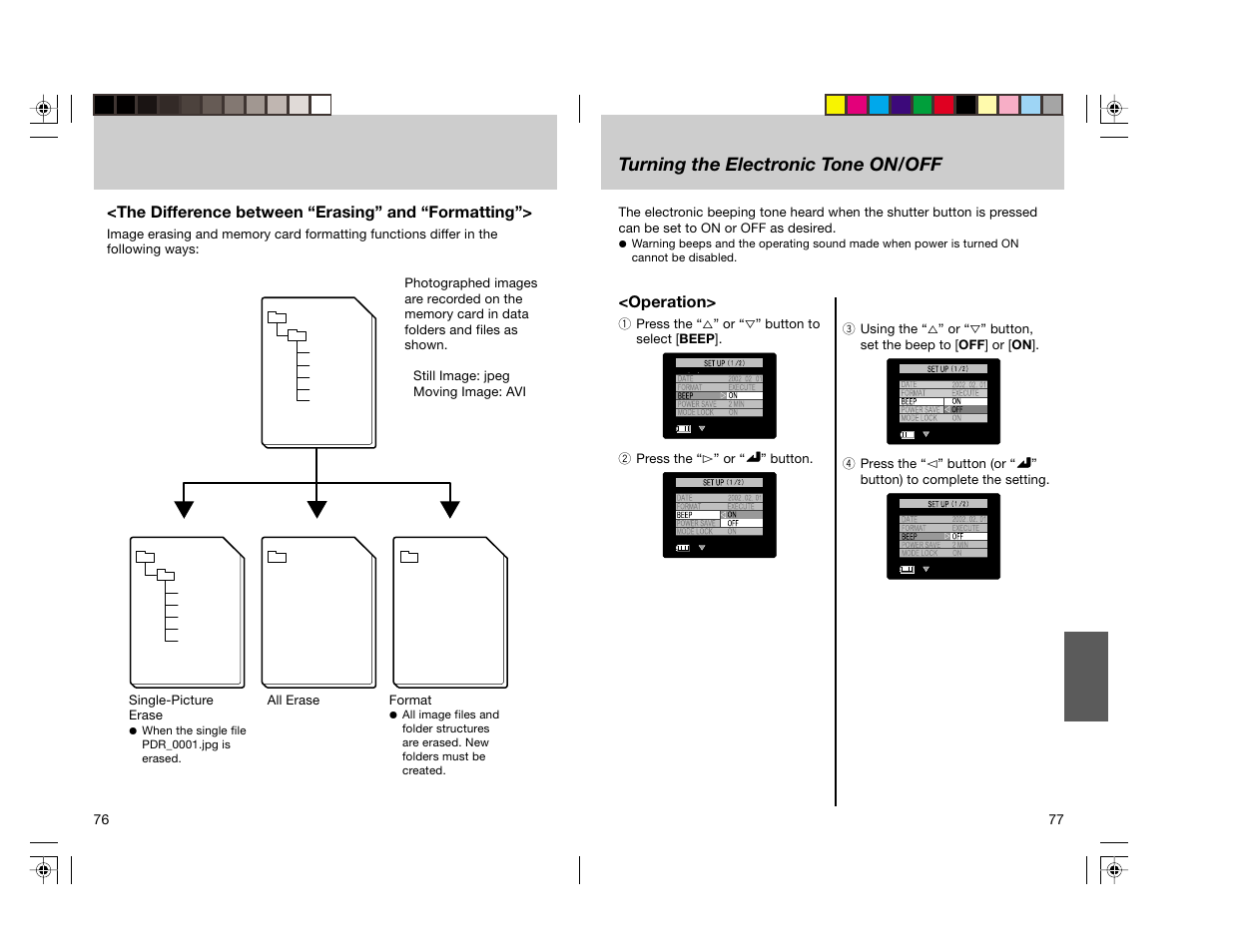 Turning the electronic tone on/off | Toshiba pmn User Manual | Page 42 / 60