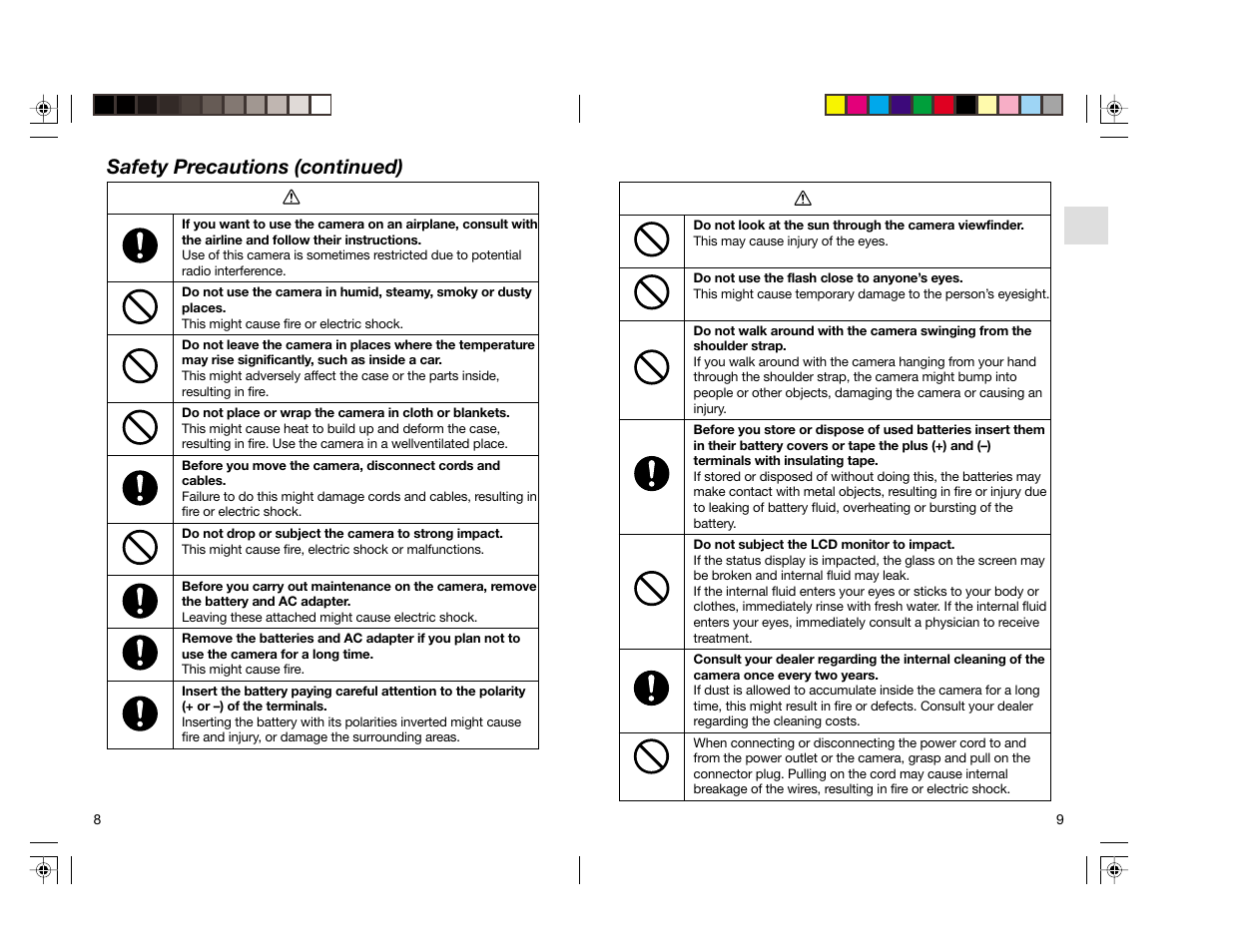 Safety precautions (continued) | Toshiba pmn User Manual | Page 5 / 60