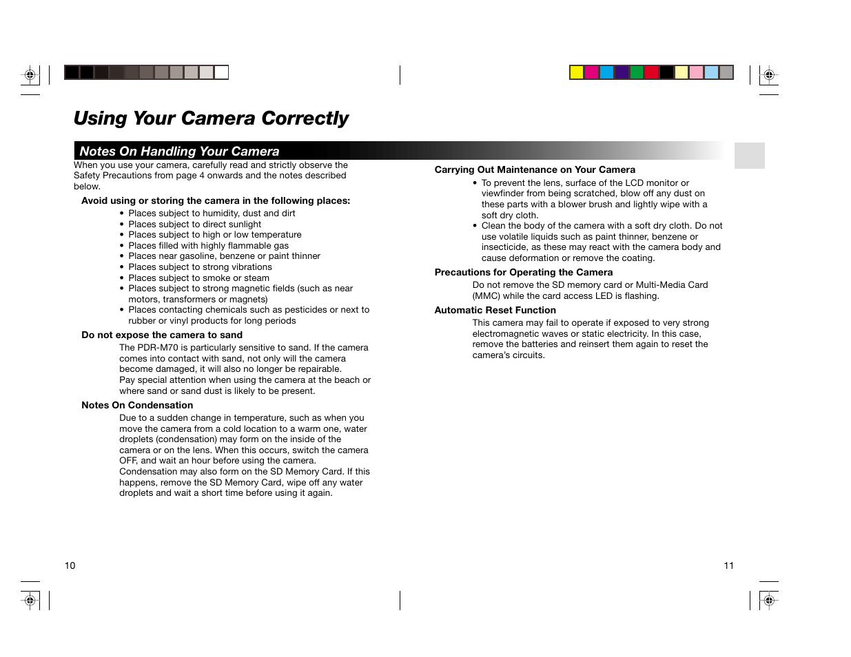 Using your camera correctly | Toshiba pmn User Manual | Page 6 / 60