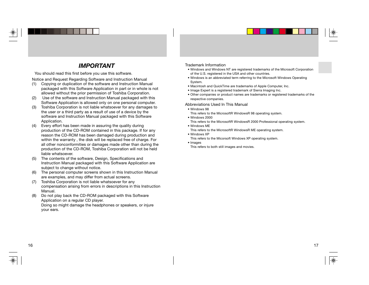 Important | Toshiba pmn User Manual | Page 9 / 60