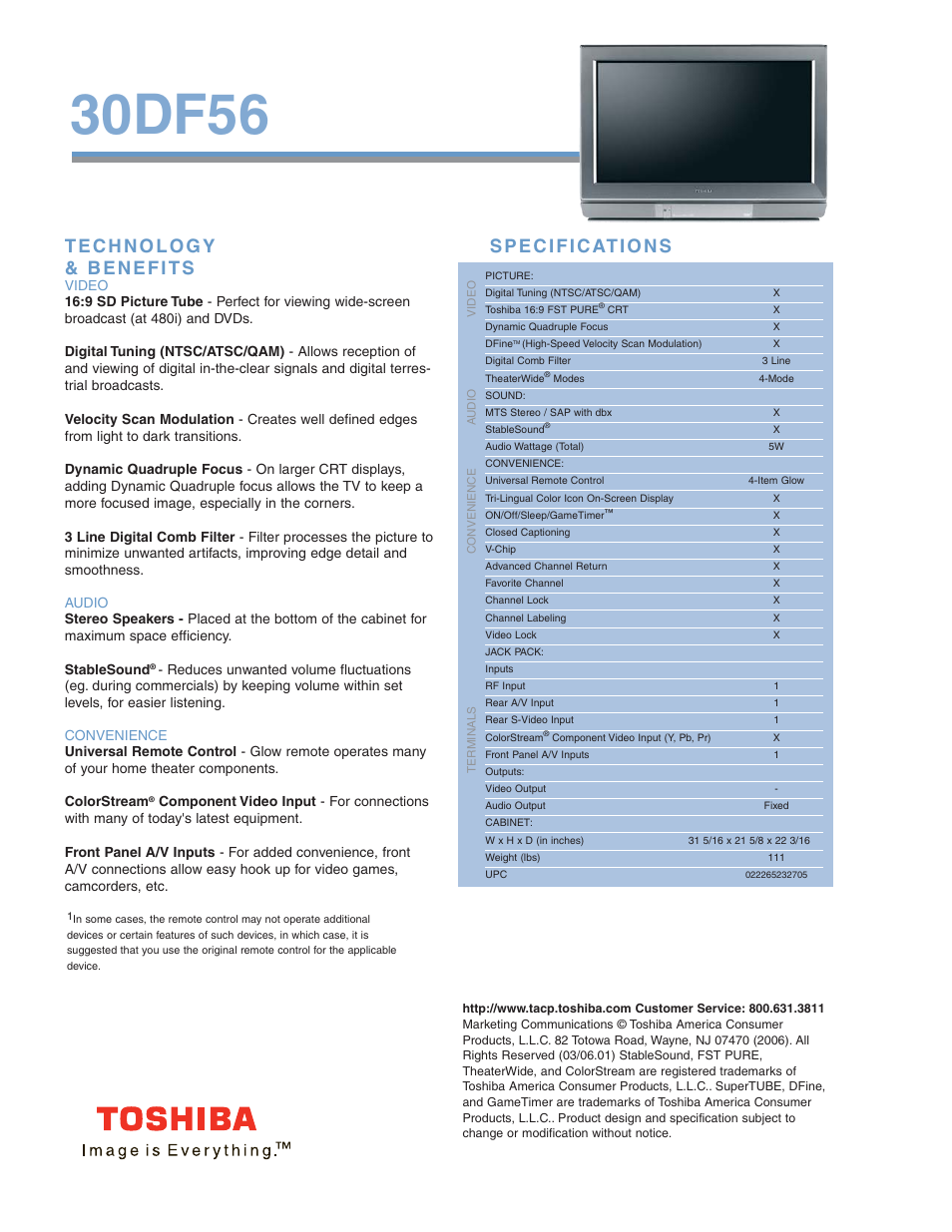30df56 | Toshiba 30DF56 User Manual | Page 2 / 2