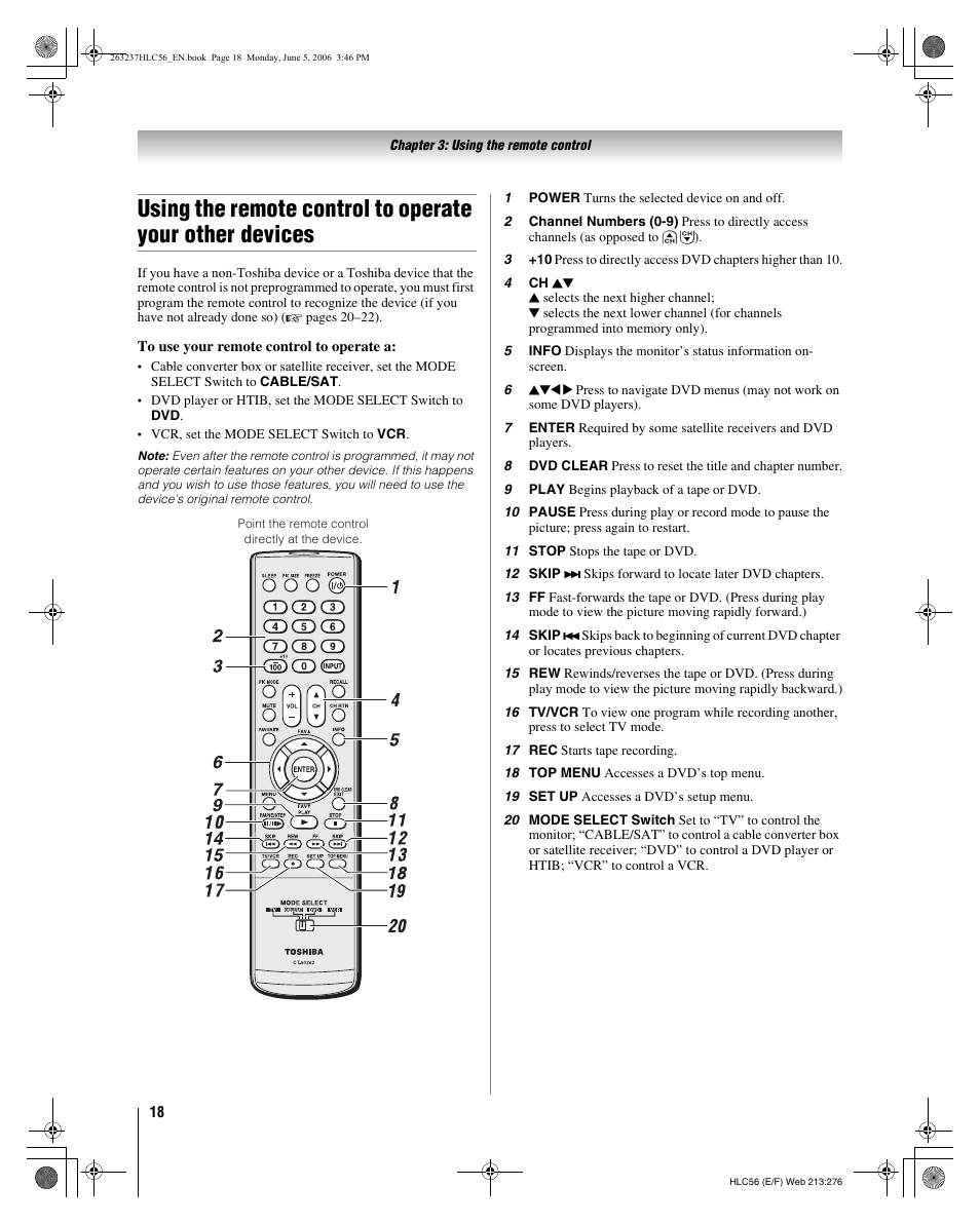 Toshiba 32HLC56 User Manual | Page 18 / 46