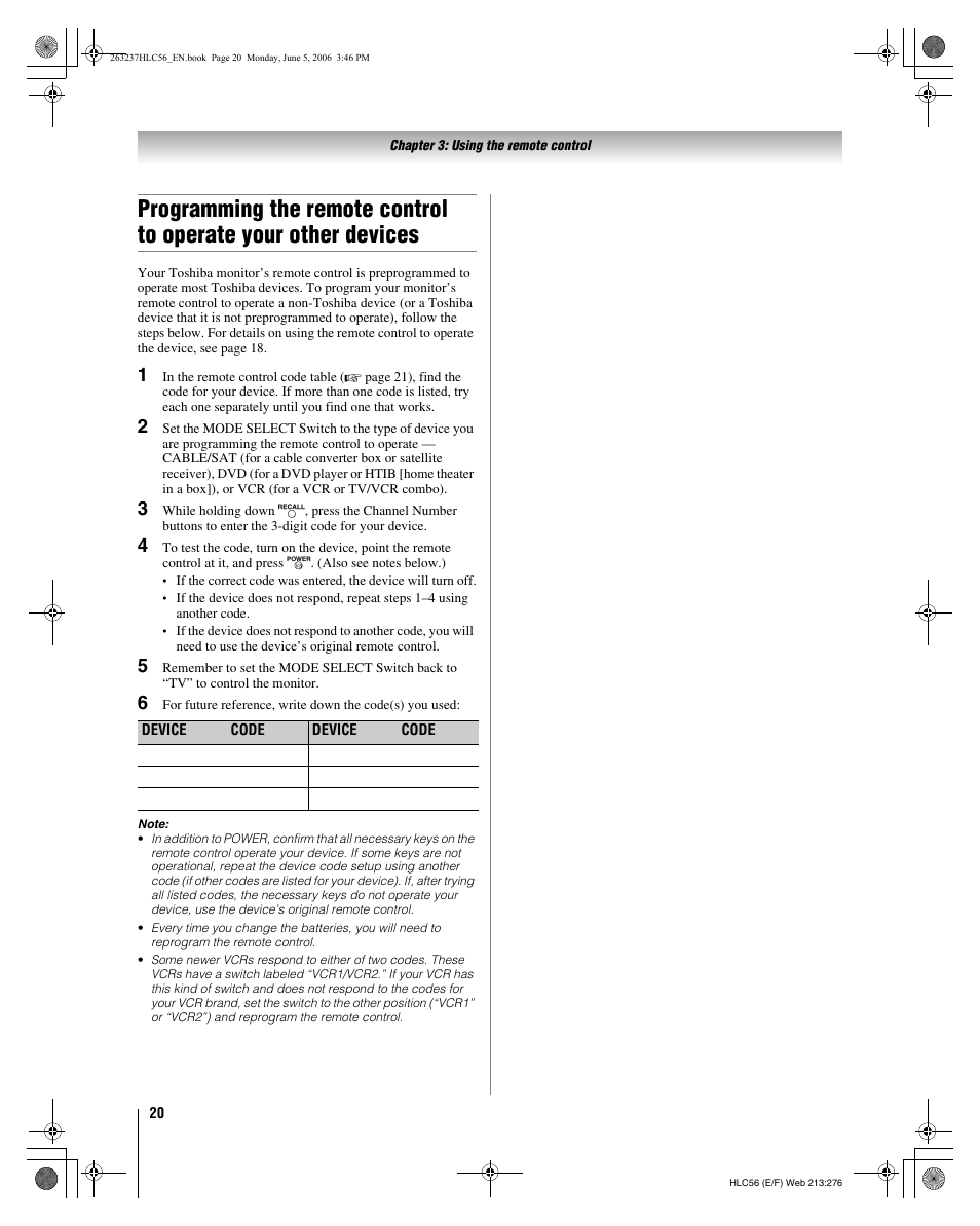 Toshiba 32HLC56 User Manual | Page 20 / 46