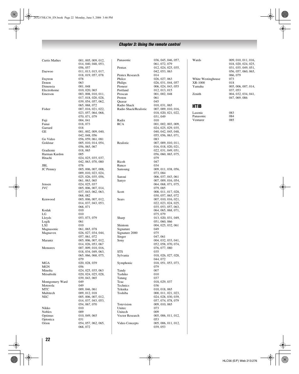 Htib | Toshiba 32HLC56 User Manual | Page 22 / 46