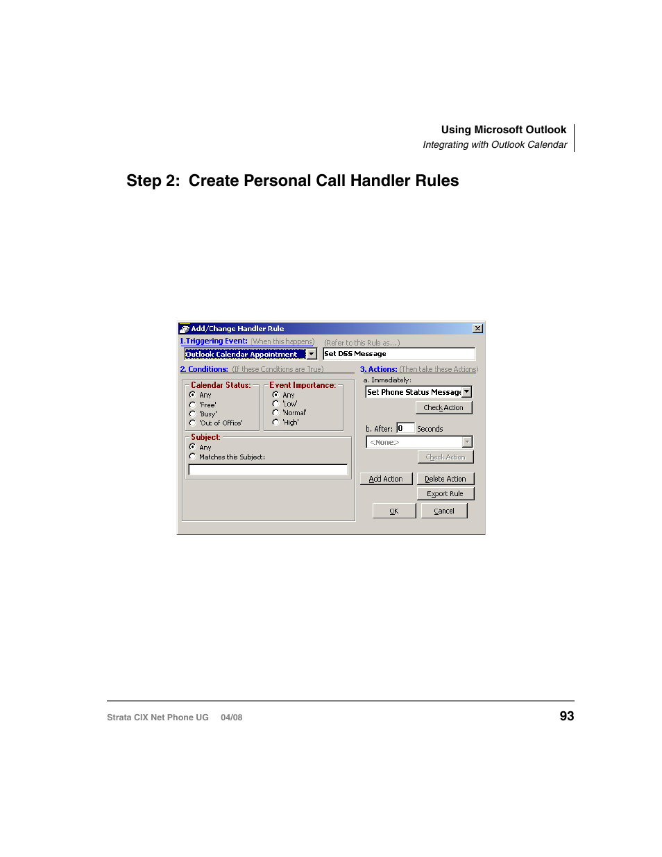 Step 2: create personal call handler rules | Toshiba Strata CIX100-S User Manual | Page 107 / 142