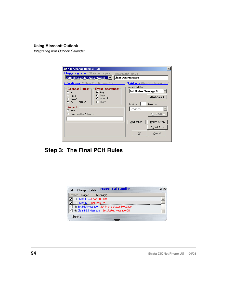 The final pch rules, Step 3: the final pch rules | Toshiba Strata CIX100-S User Manual | Page 108 / 142
