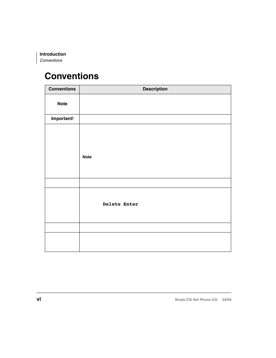 Conventions | Toshiba Strata CIX100-S User Manual | Page 12 / 142