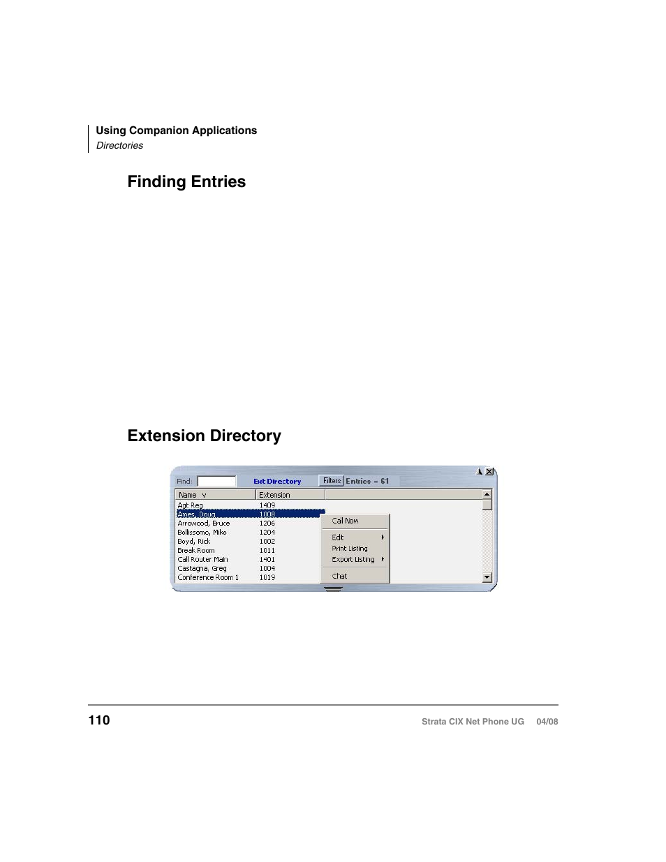 Finding entries, Extension directory, Finding entries extension directory | Toshiba Strata CIX100-S User Manual | Page 124 / 142
