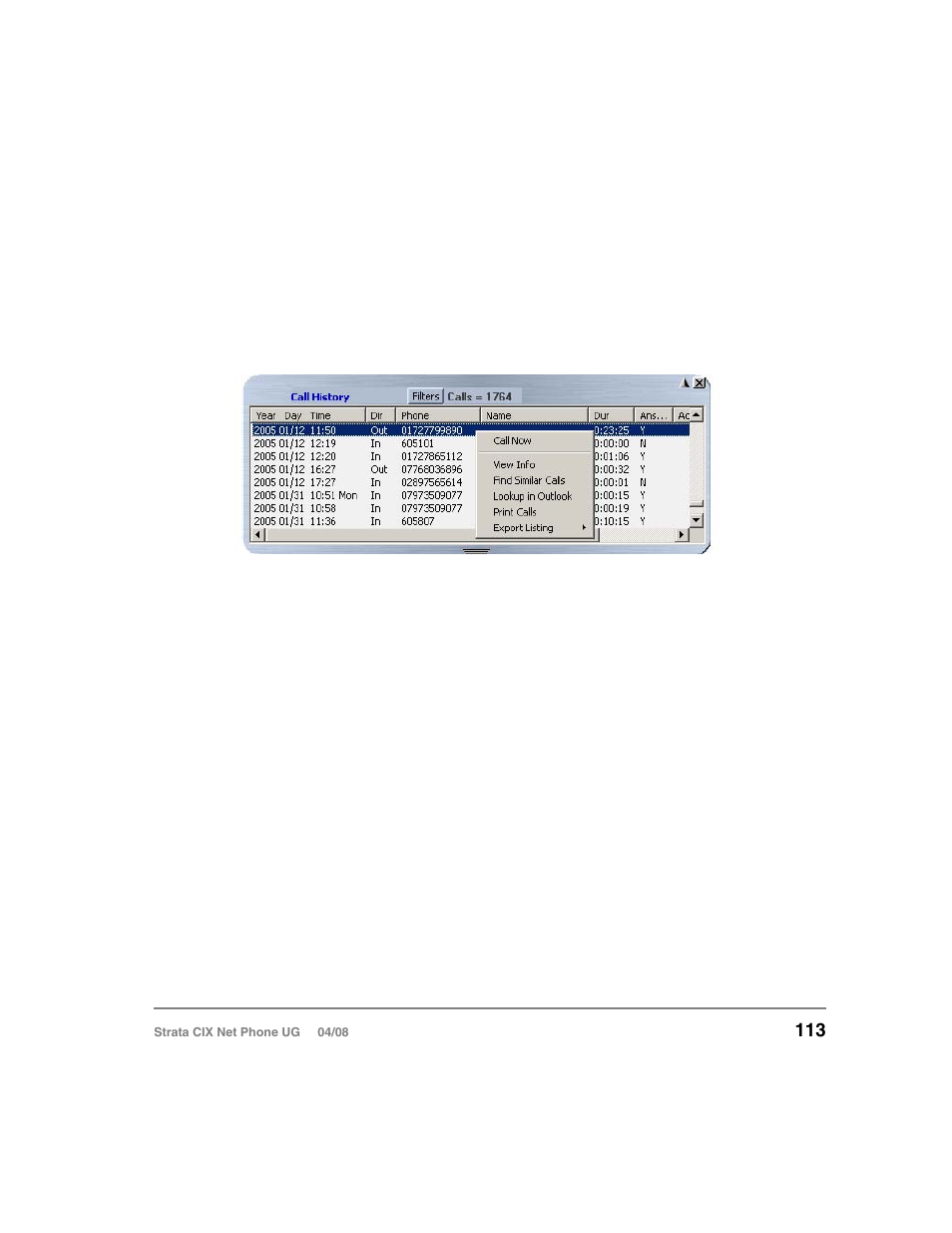 Call history | Toshiba Strata CIX100-S User Manual | Page 127 / 142