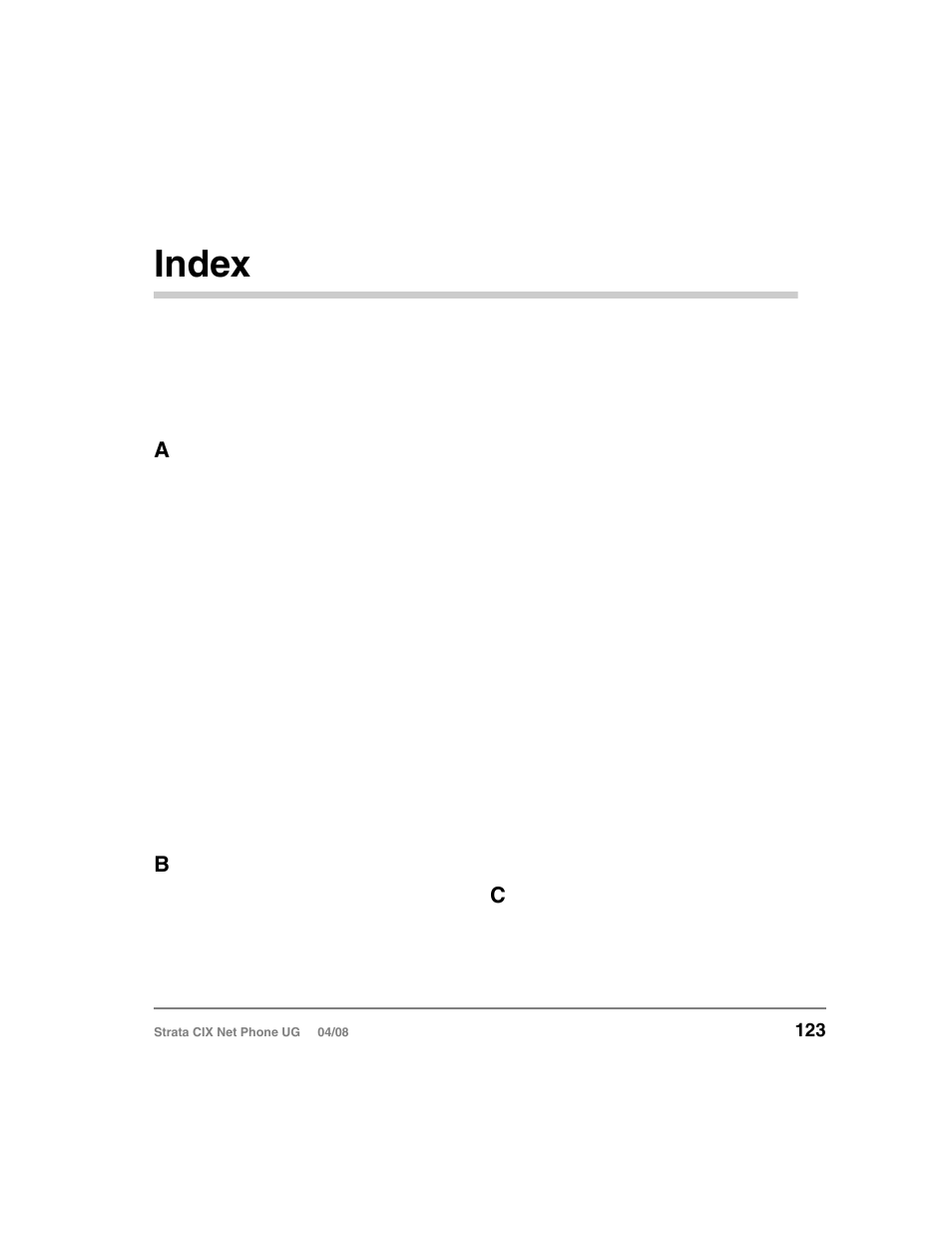 Index | Toshiba Strata CIX100-S User Manual | Page 137 / 142
