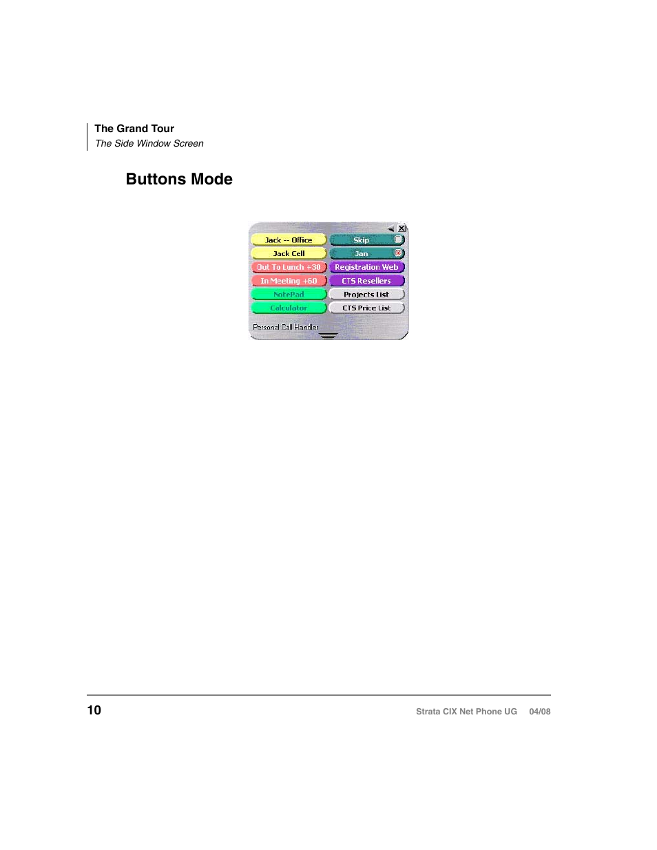 Buttons mode | Toshiba Strata CIX100-S User Manual | Page 24 / 142