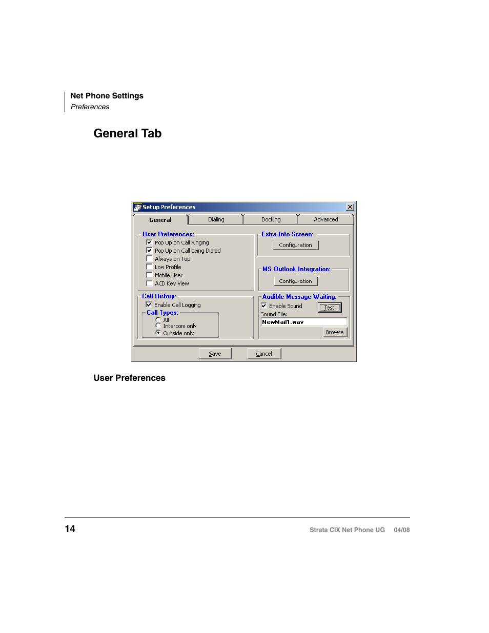 General tab | Toshiba Strata CIX100-S User Manual | Page 28 / 142