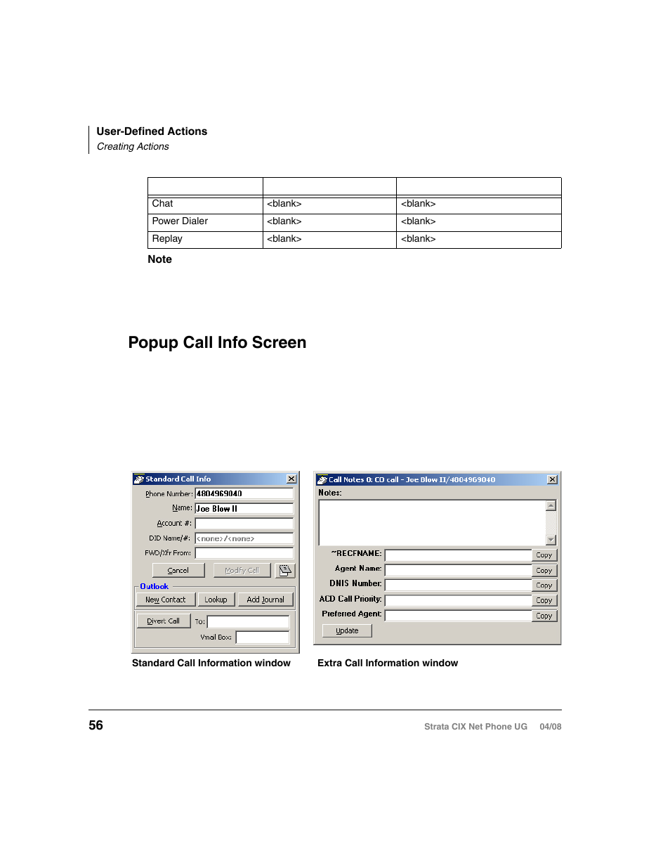 Popup call info screen | Toshiba Strata CIX100-S User Manual | Page 70 / 142