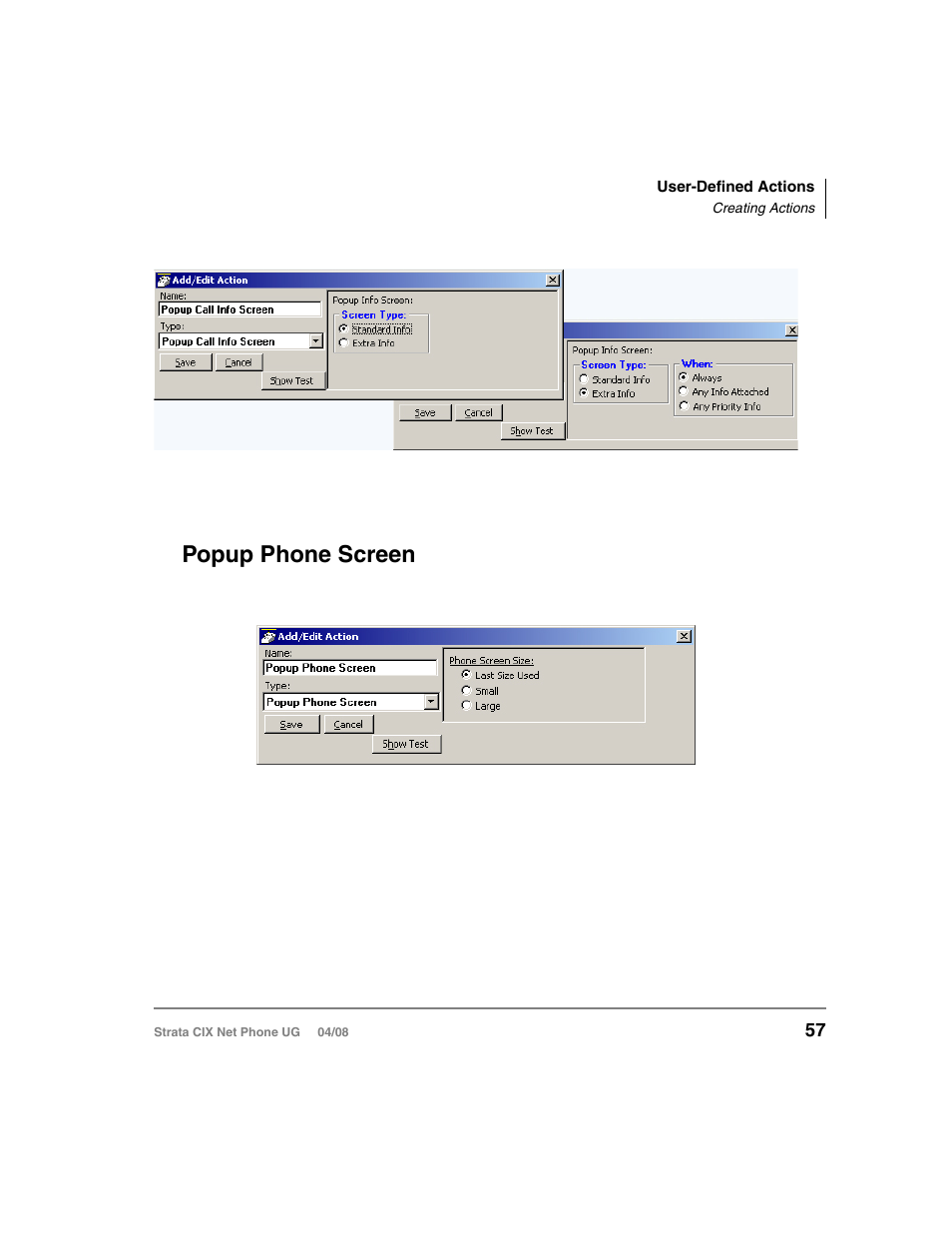 Popup phone screen | Toshiba Strata CIX100-S User Manual | Page 71 / 142