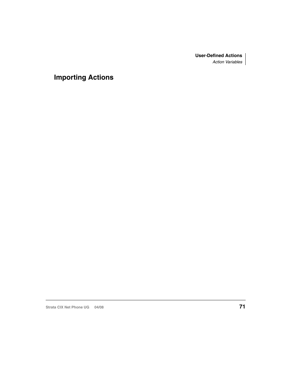 Importing actions | Toshiba Strata CIX100-S User Manual | Page 85 / 142