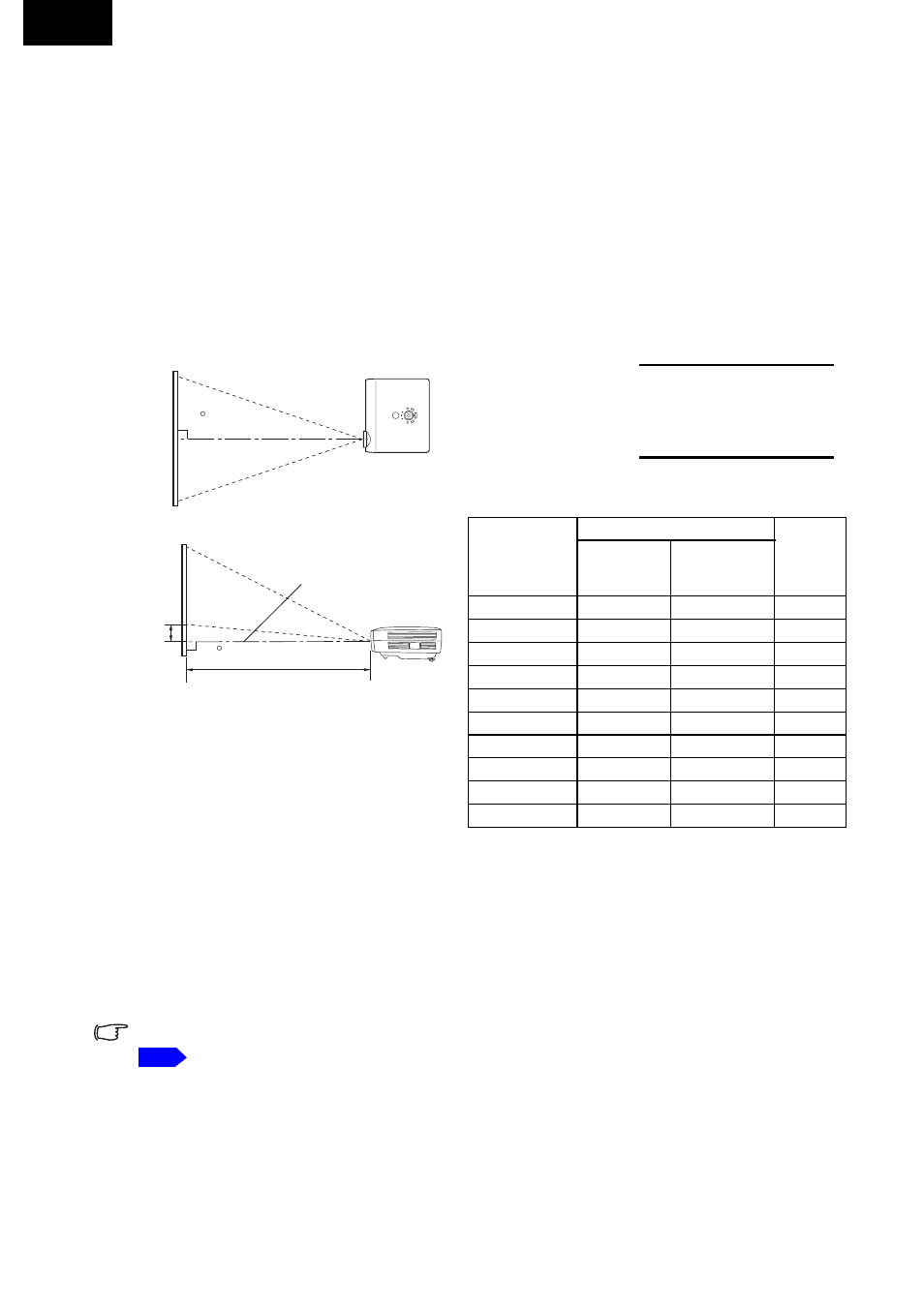 Projection distance and size, Connection, English | Toshiba TDP-P75 User Manual | Page 23 / 45