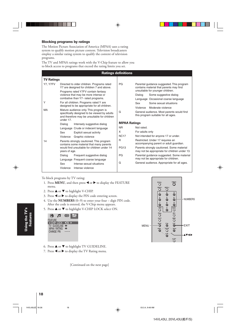 Toshiba 14VL43U User Manual | Page 18 / 32
