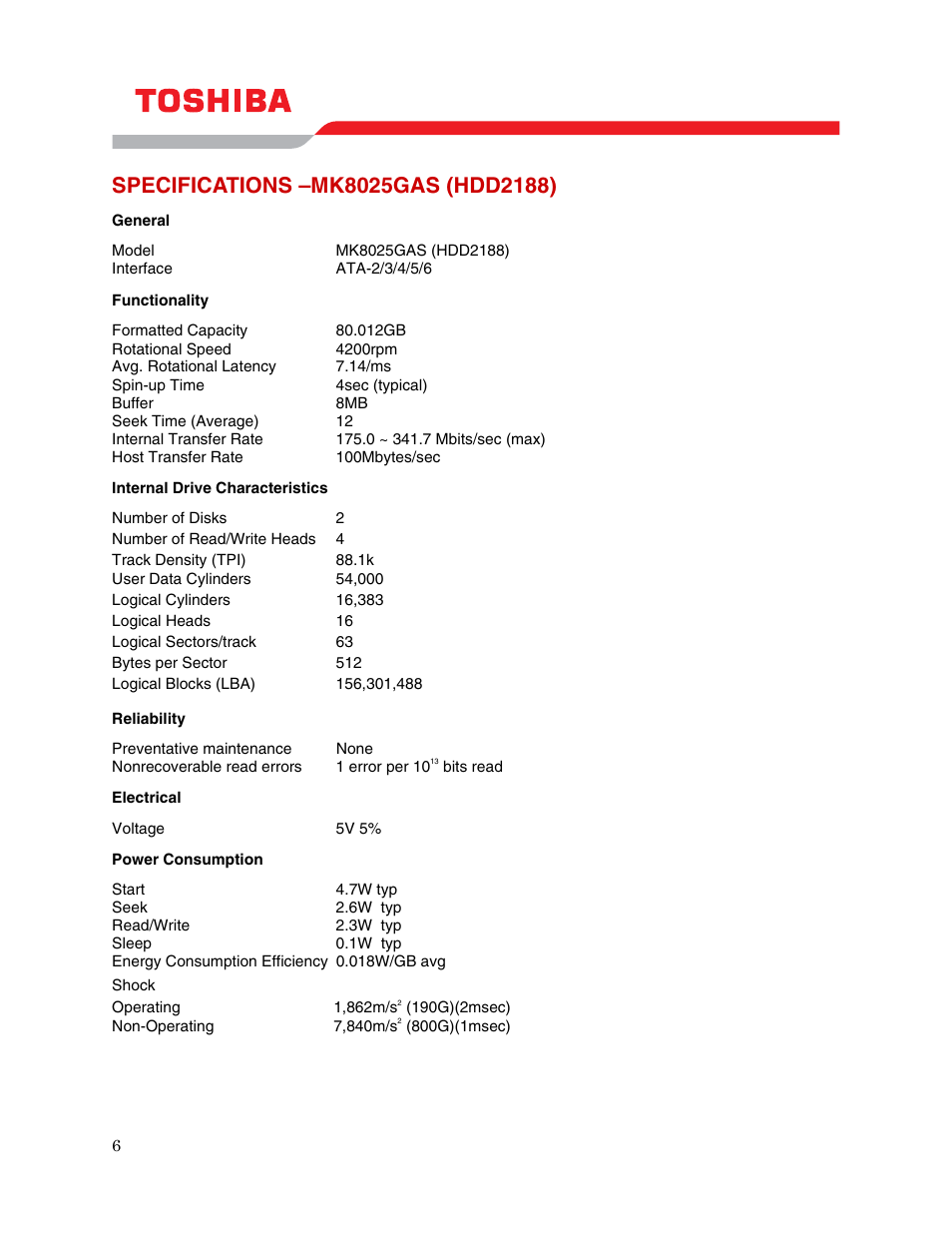 Toshiba HDD2188 MK8025GAS User Manual | Page 8 / 11
