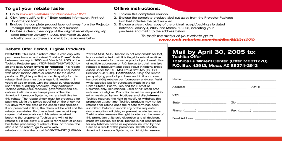 Toshiba TDP-TW90U User Manual | Page 2 / 2