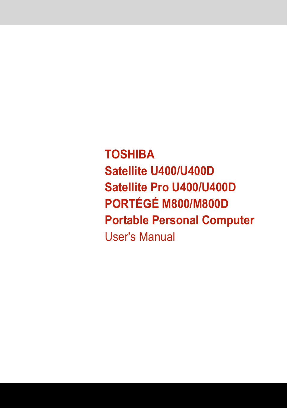 Toshiba U400 User Manual | 214 pages