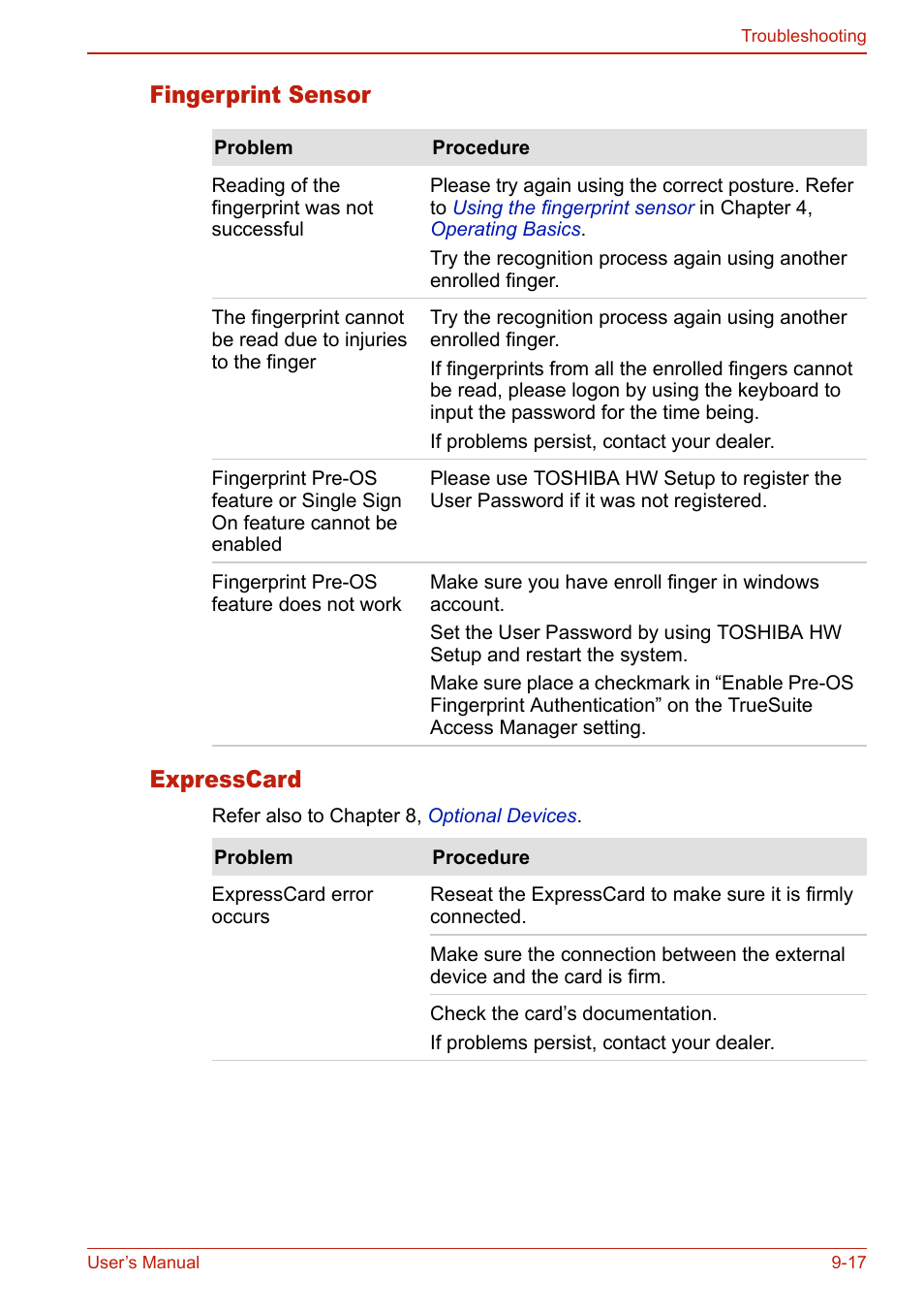 Fingerprint sensor, Expresscard, Fingerprint sensor -18 expresscard -18 | Fingerprint sensor expresscard | Toshiba U400 User Manual | Page 177 / 214