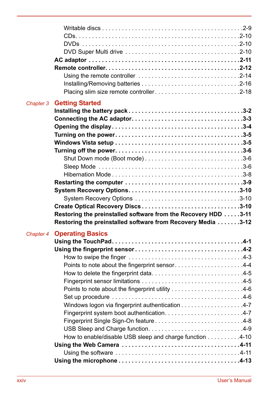 Toshiba U400 User Manual | Page 24 / 214