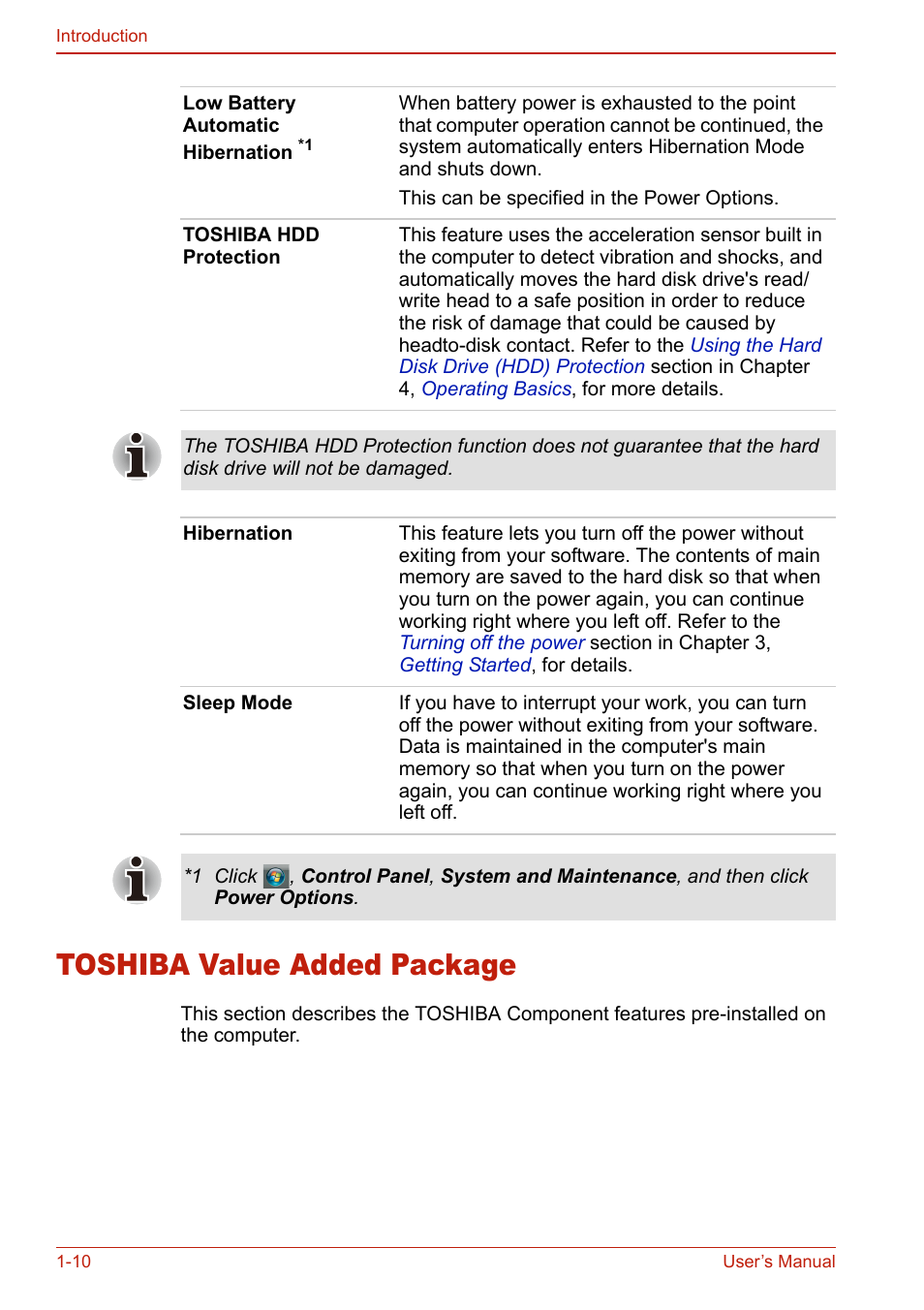 Toshiba value added package, Toshiba value added package -10 | Toshiba U400 User Manual | Page 42 / 214