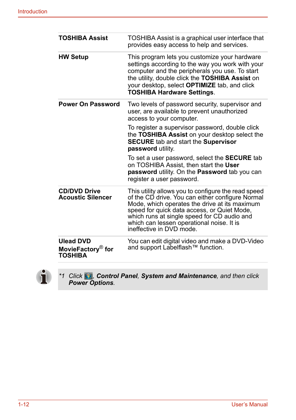 Toshiba U400 User Manual | Page 44 / 214