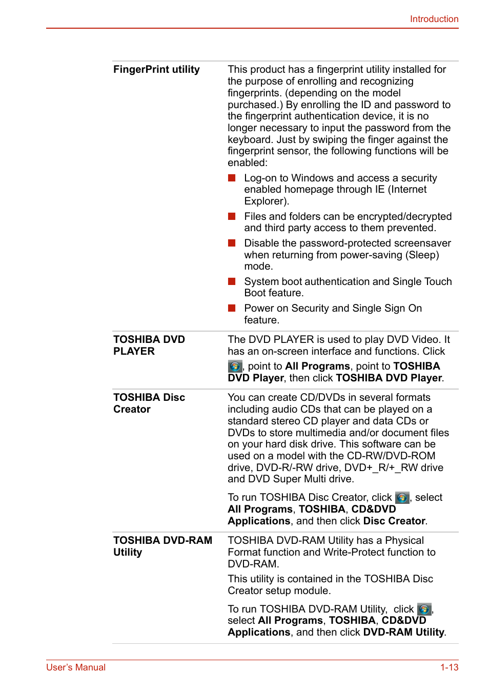 Toshiba U400 User Manual | Page 45 / 214