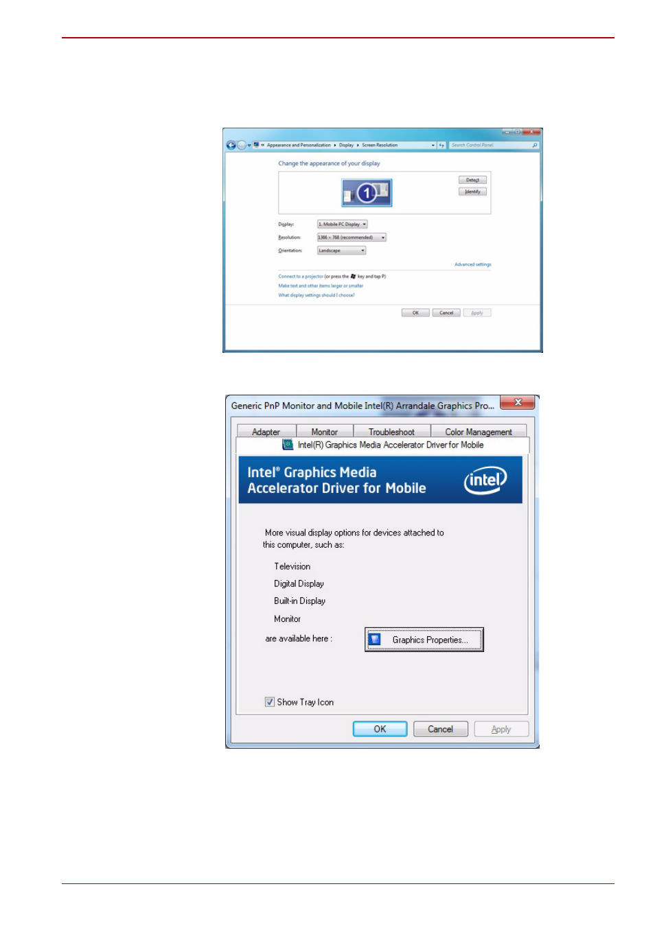 For intel | Toshiba PORTABLE PERSONAL COMPUTER L505 User Manual | Page 129 / 188