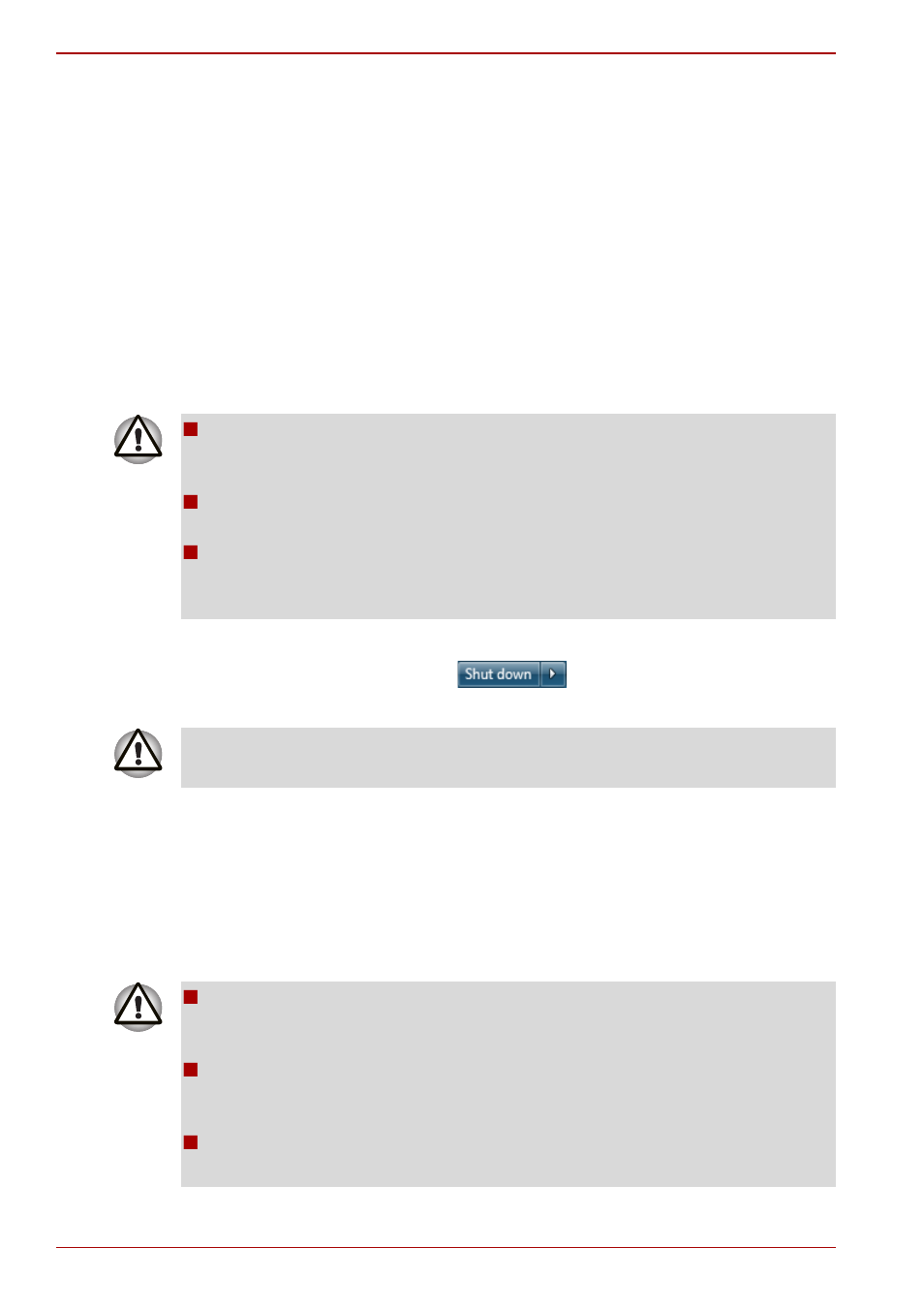 Turning off the power, Turning off the power -6, Section in chapter | Shut down mode, Hibernation mode | Toshiba PORTABLE PERSONAL COMPUTER L505 User Manual | Page 54 / 188