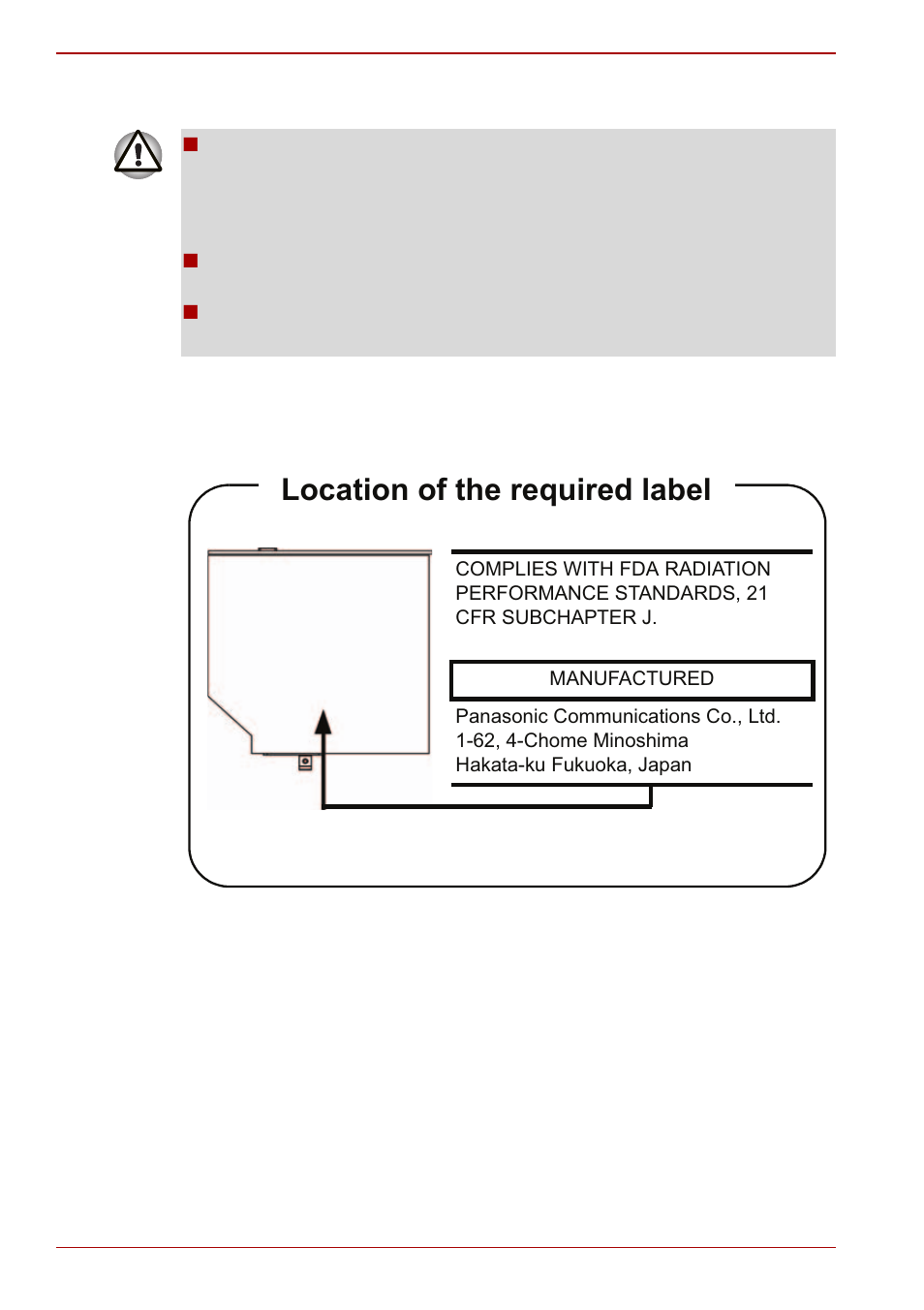 Location of the required label | Toshiba PORTABLE PERSONAL COMPUTER L505 User Manual | Page 8 / 188