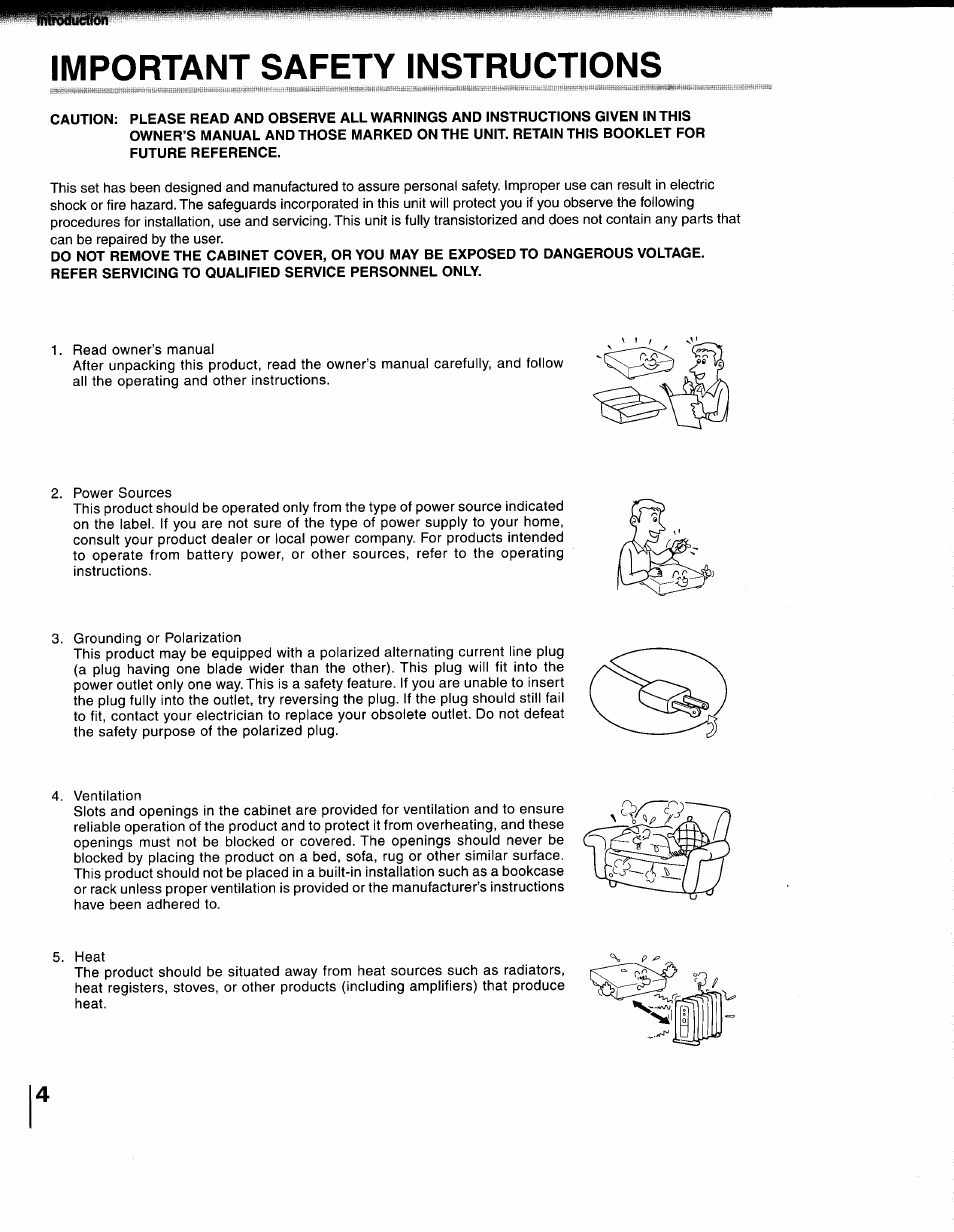 Important safety instructions | Toshiba SD-1200U User Manual | Page 4 / 47