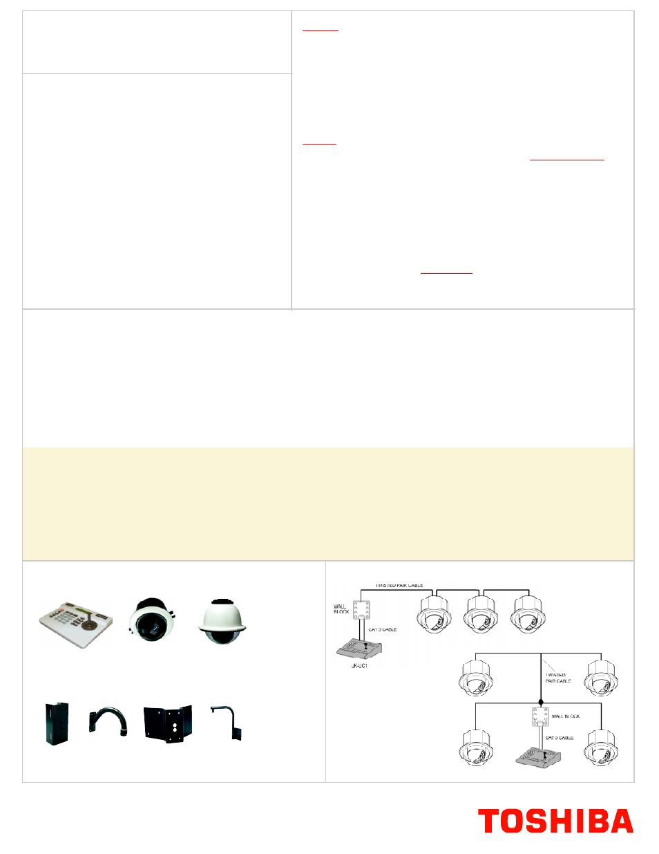 Ik-dp30a, Day/night ptz dome camera, 2-3 configuration selection guide | Component selection guide, Daisychain configurations | Toshiba IK-DP30A User Manual | Page 2 / 2