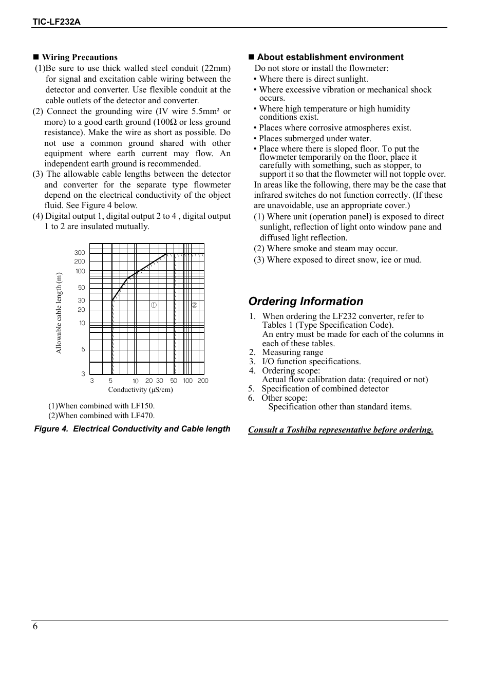 Ordering information | Toshiba Electromagnetic Flowmeter Converter TIC-LF232A User Manual | Page 6 / 8