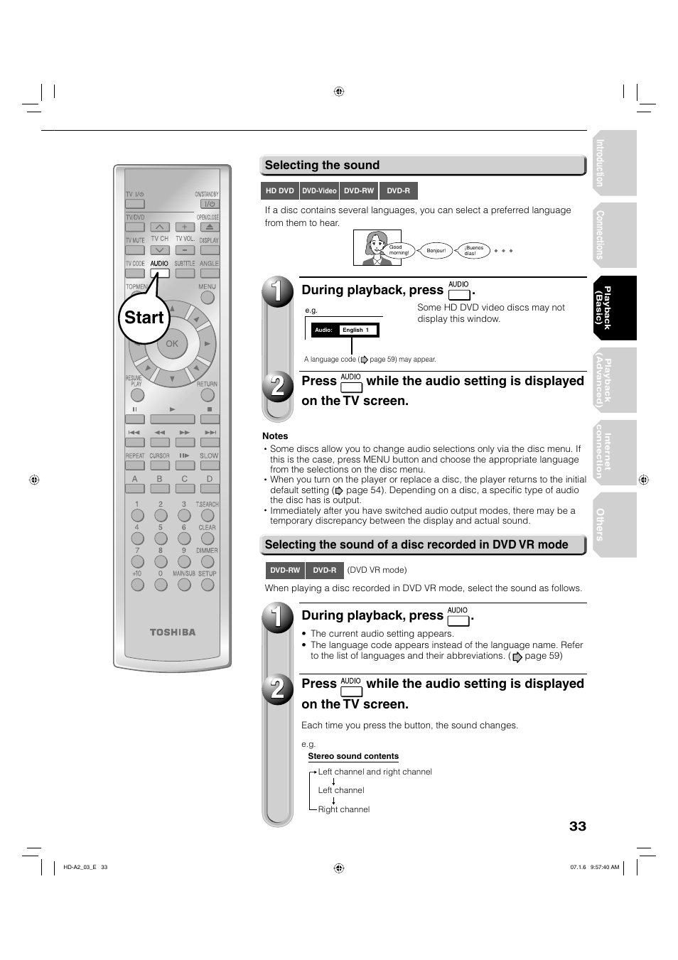 Start | Toshiba HD-A2WKU User Manual | Page 33 / 72