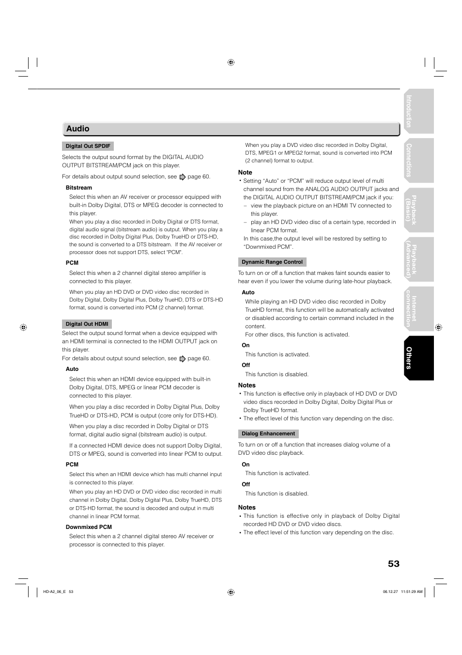 Audio | Toshiba HD-A2WKU User Manual | Page 53 / 72