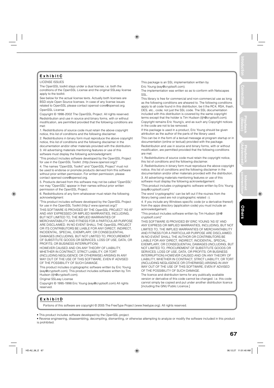 Intr oduction connections, Other s | Toshiba HD-A2WKU User Manual | Page 67 / 72