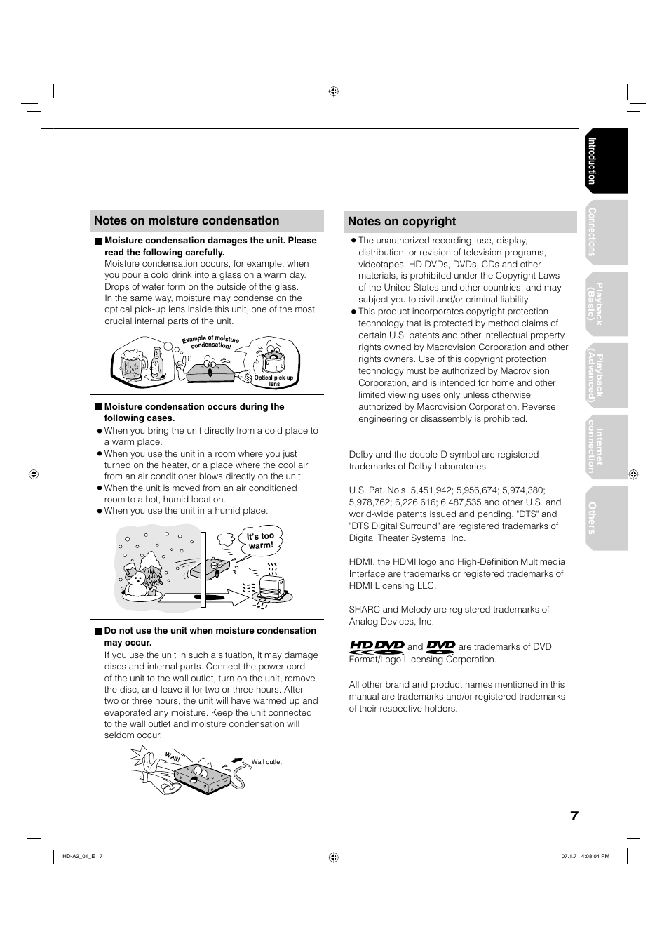 Toshiba HD-A2WKU User Manual | Page 7 / 72