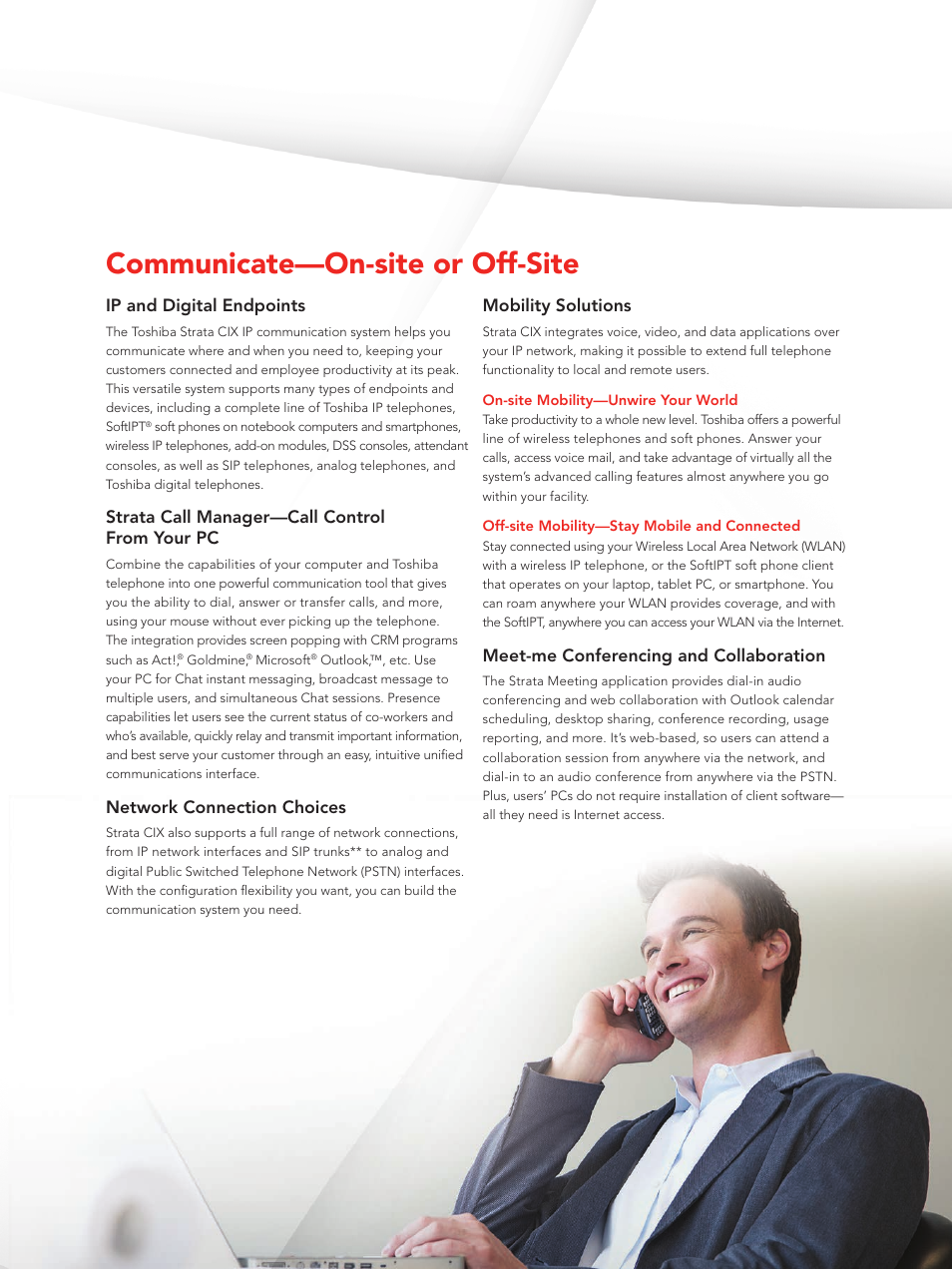 Communicate—on-site or off-site | Toshiba iES32 User Manual | Page 3 / 12