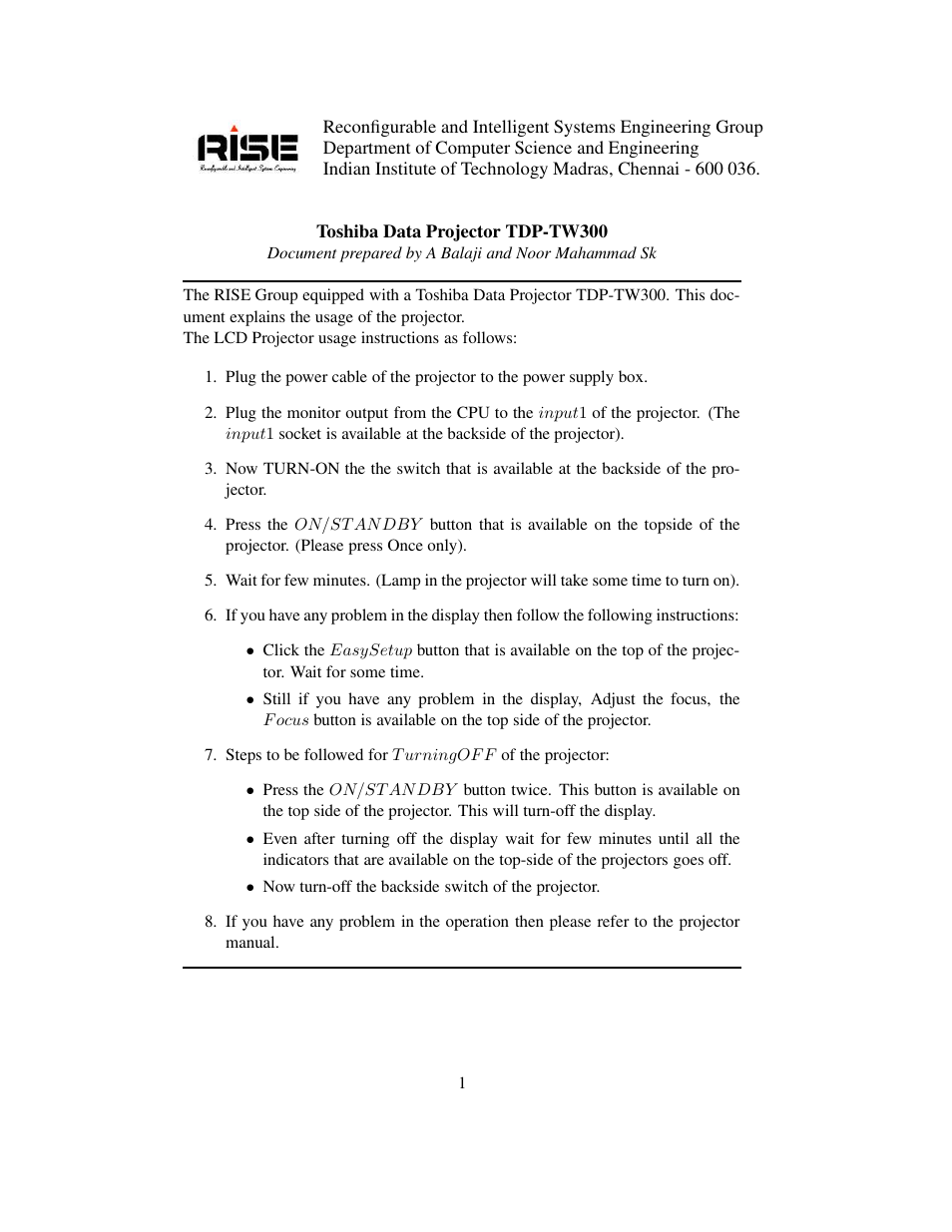 Toshiba TDP-TW300 User Manual | 1 page