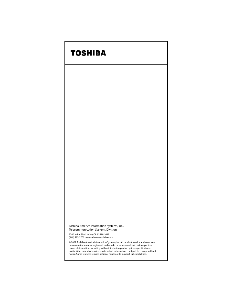 Toshiba STRATA CIX-CTX-QRG-VB VERSION B1 User Manual | Page 12 / 12