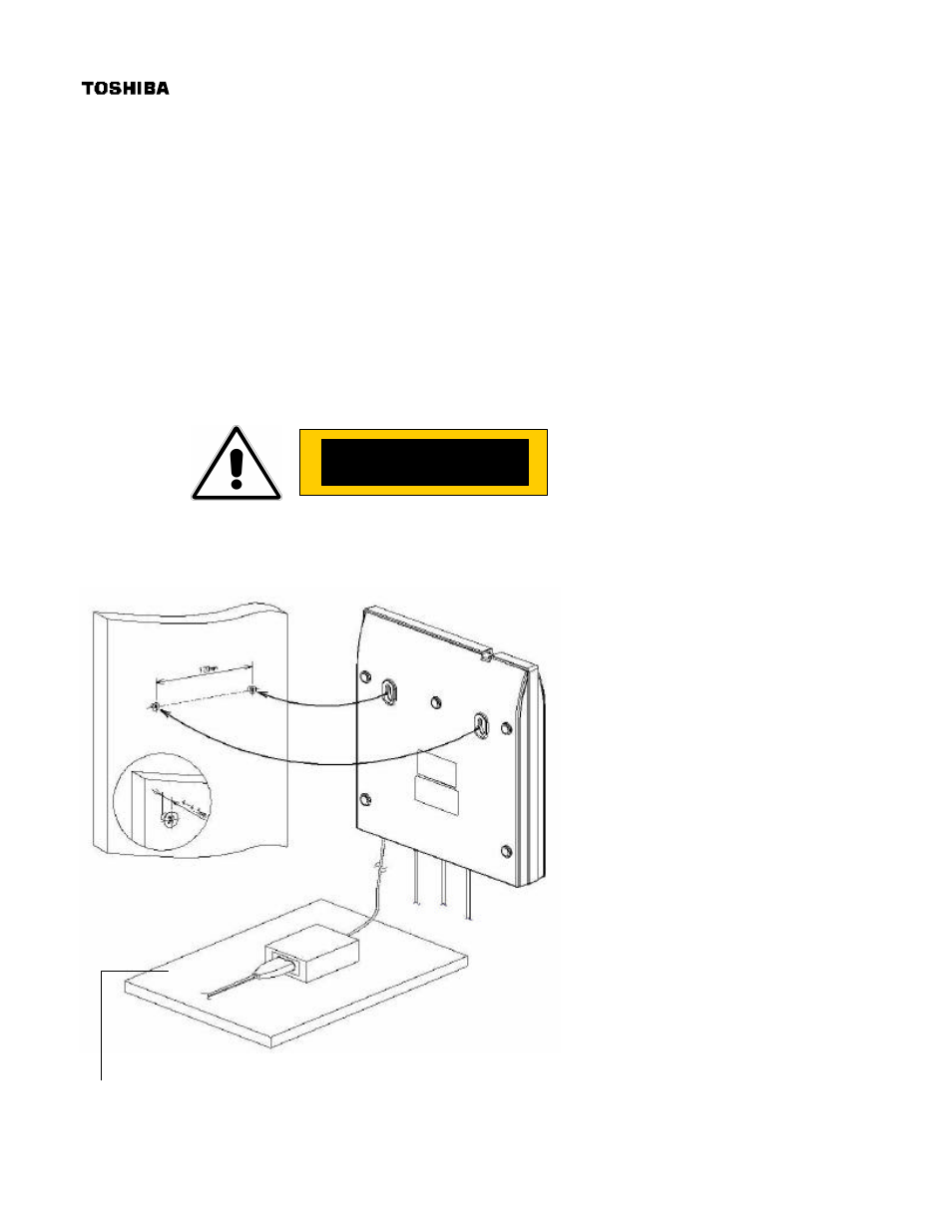 Caution, Mounting the pcx5000 on a wall | Toshiba PCX 5000 User Manual | Page 13 / 53