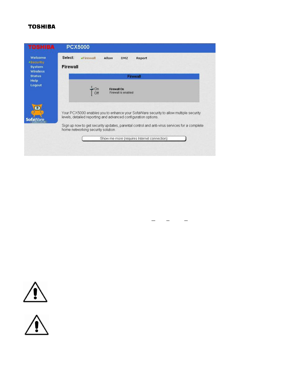 Important information | Toshiba PCX 5000 User Manual | Page 27 / 53