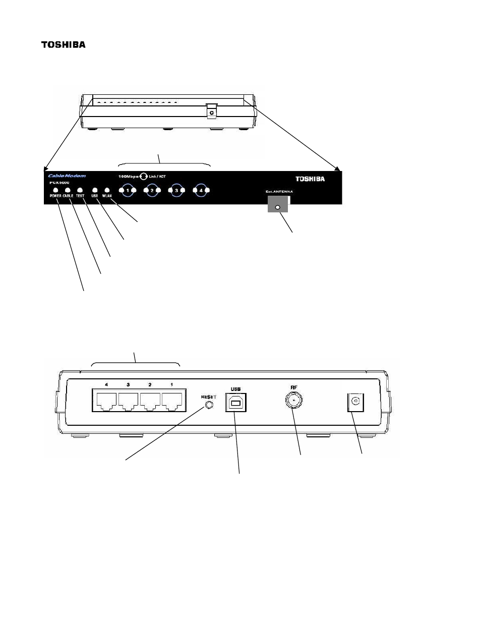 Pcx5000 front and rear view | Toshiba PCX 5000 User Manual | Page 9 / 53