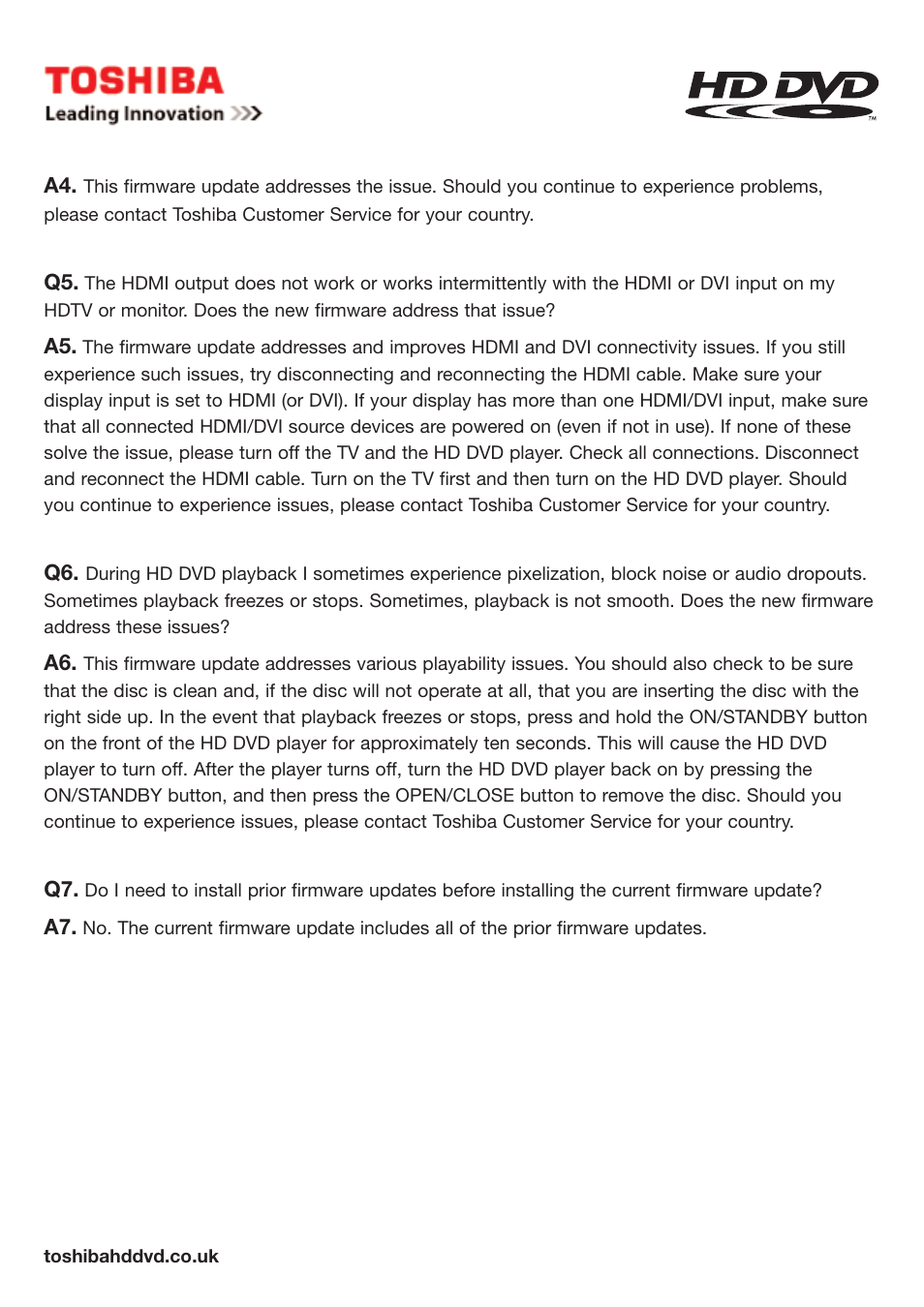 Toshiba HD-E1 User Manual | Page 4 / 4